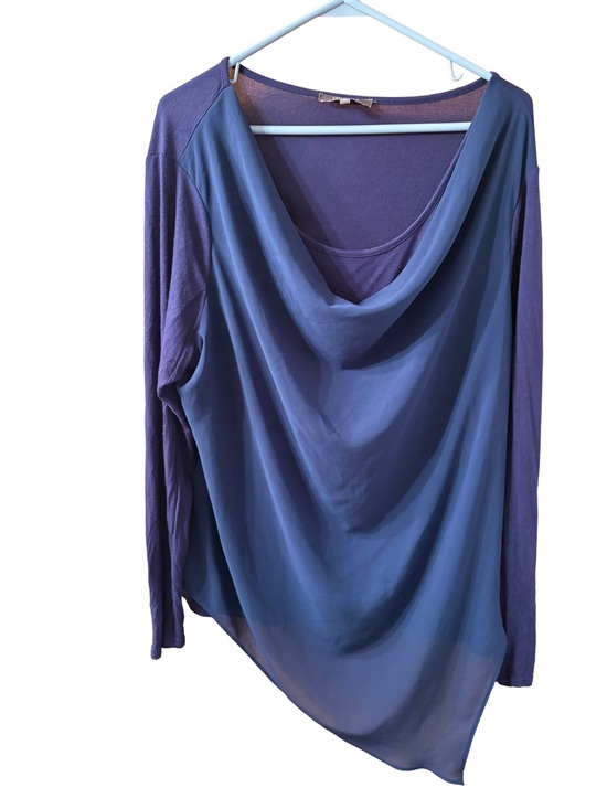 Lisa Rinna Collection Tops - Lisa Rinna Collection Chiffon Angled Top XL blue